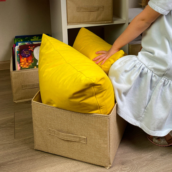 КОРОБ для хранения ГЕЛЕОС Коттон-30 (30х47х21 см) бежевый (арт. КОТТОН-30-БЖ)