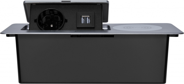 Розетка для столешницы Cactus (26.5x11.8x6.5 см, серебристый) (арт. CS-SOCKET-USBA-WLESS)