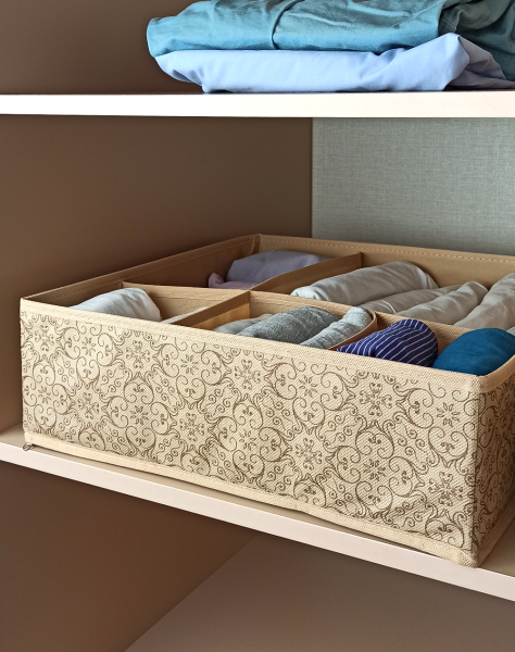 Органайзер ГЕЛЕОС для хранения вещей, 5 отделений, «Миндаль» / Бежевый, 40х40х13 см (арт. МНД_15)