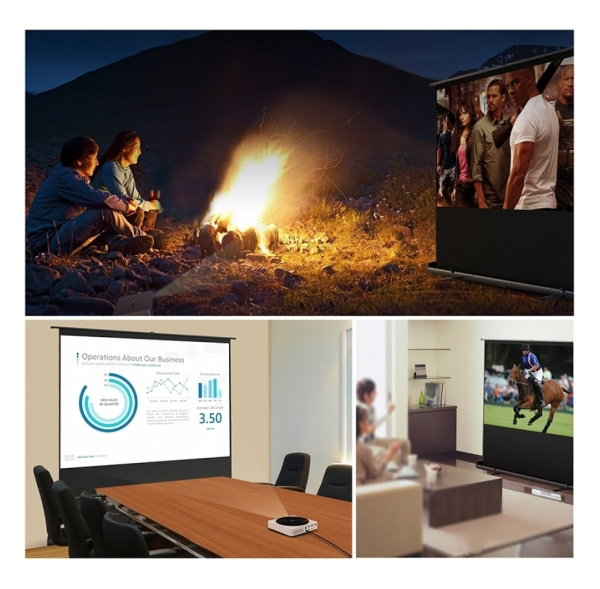 Экран для проектора SOK Cinema 16:9 напольный, переносной, ручной, 163x92см, черный (арт. SCPSF-163x92)