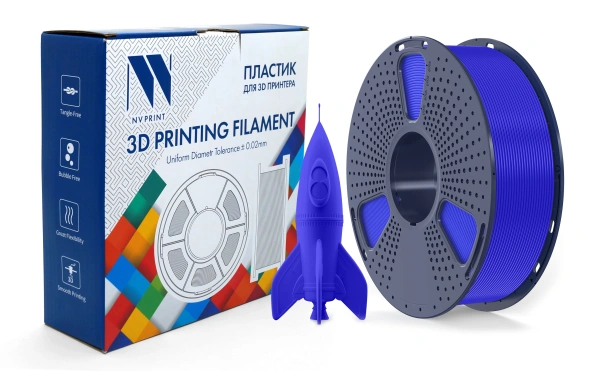 Филамент NVPRINT PLA High Speed синий для 3D печати, диаметр 1.75мм, длина 330 метров, масса 1 кг.