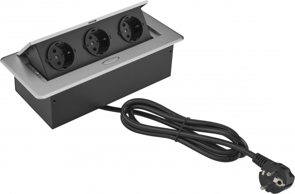 Розетка для столешницы Cactus (26.5x11.8x6.5 см, серый) (арт. CS-SOCKET-EU3-GYBK)