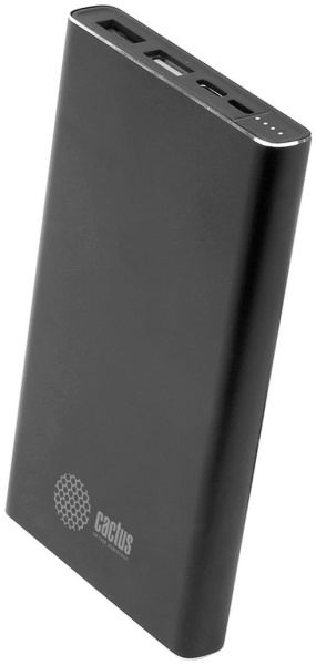 Мобильный аккумулятор Cactus 10000mAh, 2.1A, 2xUSB, черный (арт. CS-PBFSJT-10000)