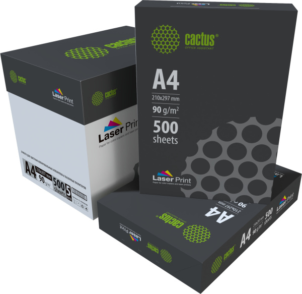 Бумага Cactus (A4, 90г/м2, 500л., белый, CIE 170%) (арт. CS-LPA490500)