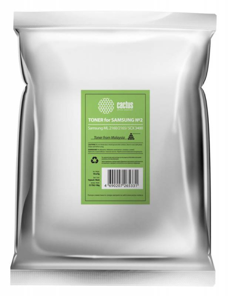 Картридж Cactus CS-TSG2-10kg черный пакет 10000гр. Samsung ML 2160/2165/ SCX 3400 (арт. CS-TSG2-10KG)