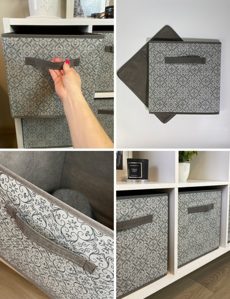 Короб ГЕЛЕОС раскладной с ручкой, «Грей» / Серый, 31х31х31 см (арт. ГРЕ-183)