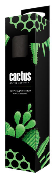 Коврик для мыши Cactus средний, черный, 300x250x3мм (арт. CS-MP-D02M)