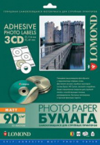 Наклейка Lomond Медиа наклейка струйная матовая СD 3 дел D 41/114 А4 (арт. 2211023)