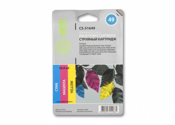 Картридж Cactus Картридж струйный CS-51649 №49 многоцветный (арт. CS-51649)