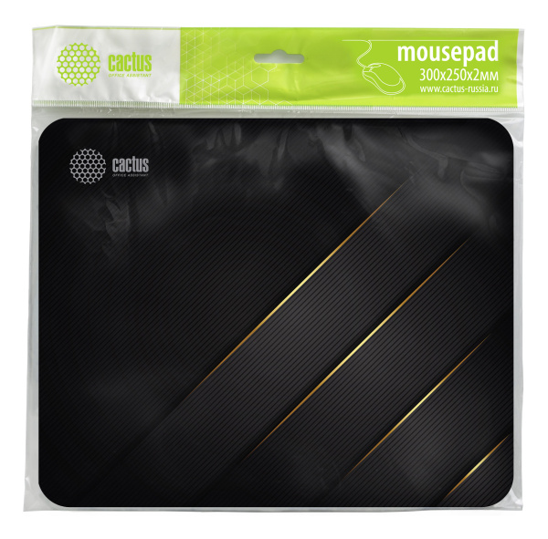 Коврик для мыши Cactus средний, черный, 300x250x2мм (арт. CS-MP-P04M)