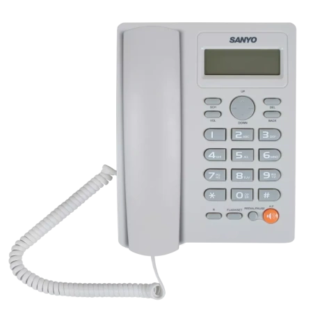 Проводной телефон SANYO RA-S306W проводной аналоговый. 16-ти значный ЖК дисплей с часами (арт. RA-S306W)