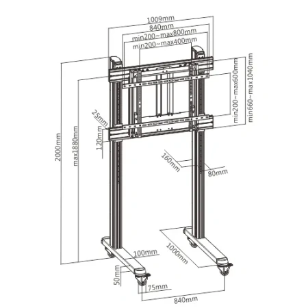Мобильная стойка FIX TTF09H-90FW (арт. TTF09H-90FW *)