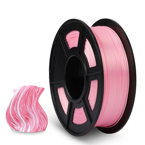 Филамент NVPRINT Silk PLA+ розовый для 3D печати, диаметр 1.75мм, длина 330 метров, масса 1 кг.