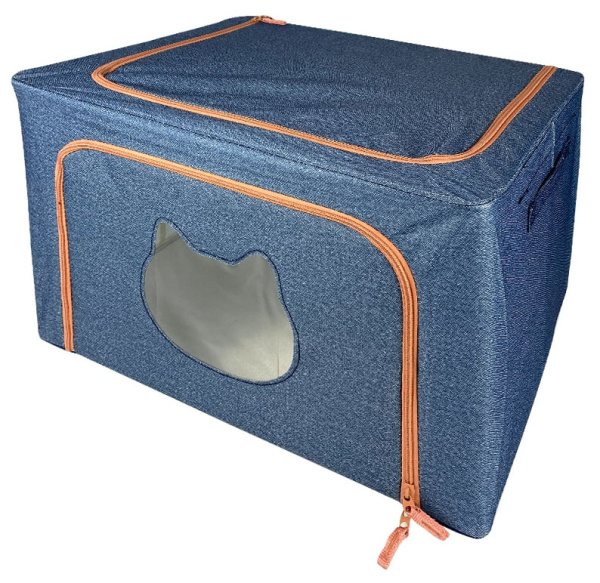 Кофр ГЕЛЕОС Оксфорд (тёмно-синий, Кот, 60х42х40) (арт. К100-КОТ-ТС)