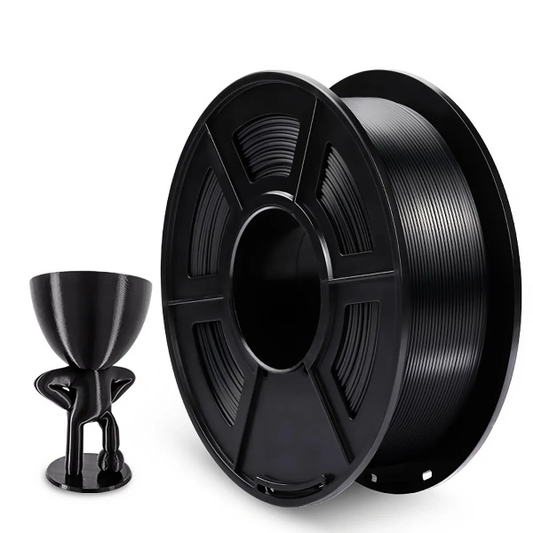 Филамент NVPRINT Silk PLA+ черный для 3D печати, диаметр 1.75мм, длина 330 метров, масса 1 кг.