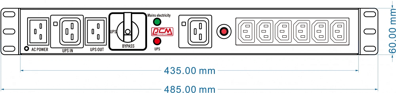 Блок распределения питания Powercom MBS1607-1C19-6C13 (арт. MBS1607-1C19-6C13)