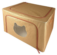 Кофр ГЕЛЕОС Оксфорд (бежевый, Кот, 50х40х33) (арт. К66-КОТ-БЖ)