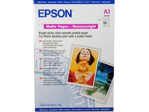 Бумага Epson Matte Paper-Heavyweight A3+, 167 гр/м2 (50 листов) (арт. C13S041264)
