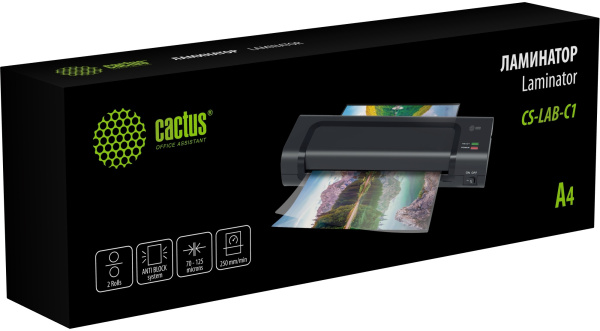 Ламинатор Cactus A4 (70-125мкм), 25см/мин, 2 вал. (арт. CS-LAB-C1)