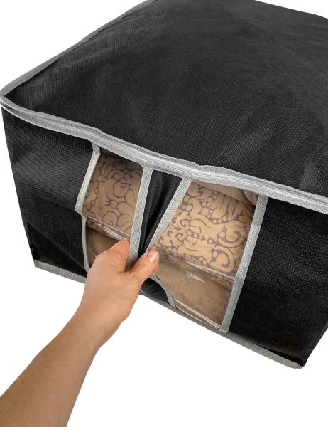 Кофр ГЕЛЕОС большой, для хранения одеял, пледов и подушек, «Венге» / Темно-коричневый, 60х50х35 см (арт. ВНГ-28)