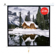 Экран для проектора SOK Cinema 84'' 1:1 настенно-потолочный, ручной, Matt White, белый корпус (арт. SCPSW-150x150)