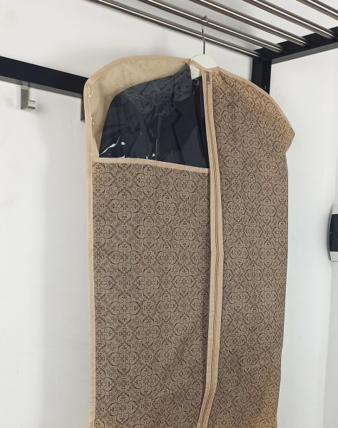 Чехол ГЕЛЕОС для хранения костюмов и платьев, «Миндаль» / Бежевый, 120х60 см (арт. МНД_08)