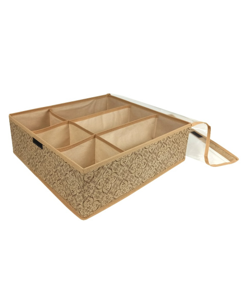 Органайзер ГЕЛЕОС для хранения вещей, 6 отделений, «Миндаль» / Бежевый, 40х40х13 см (арт. МНД_151)