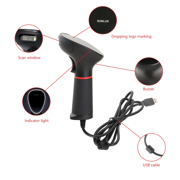 Сканер штрих-кода SUNLUX XL-3610 USB (2D) с подставкой (арт. XL-3610sU)