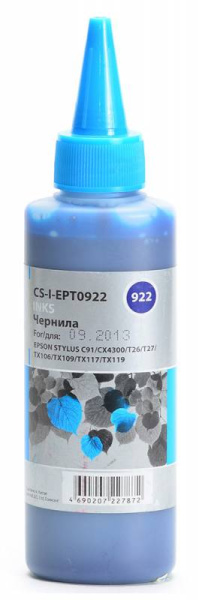 Чернила Cactus голубой 100мл для Epson (арт. CS-I-EPT0922)