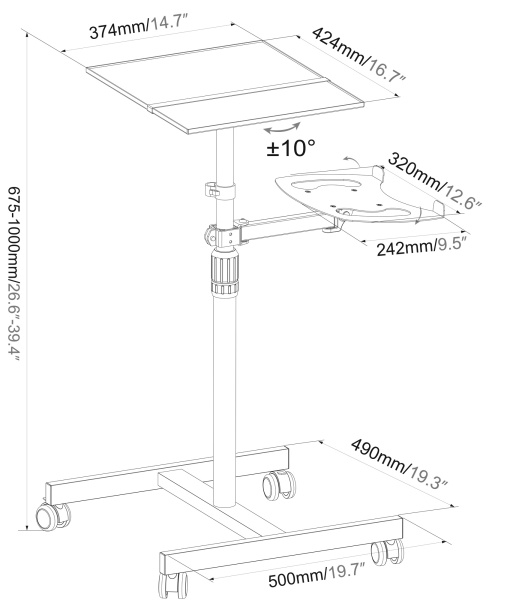 Стол для проектора Cactus  (арт. CS-VM-PT01T)