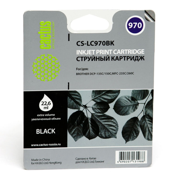Картридж Cactus Картридж струйный CS-LC970BK черный (22.6мл) (арт. CS-LC970BK)