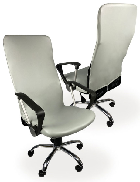 Чехол на компьютерное кресло ГЕЛЕОС 515М (размер М, кожа, светло-серый) (арт. ГЧ00515М)