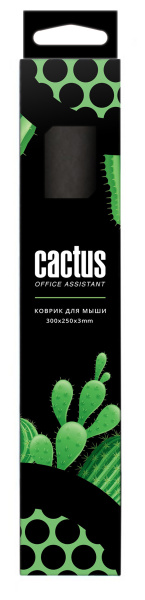 Коврик для мыши Cactus средний, черный, 300x250x3мм (арт. CS-MP-D02M)