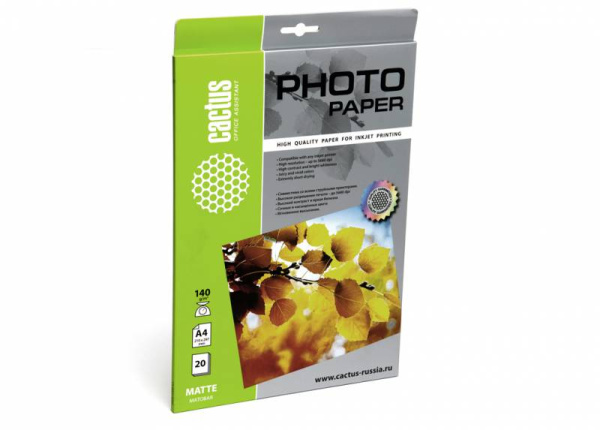 Фотобумага Cactus Фотобумага CS-MA414020 A4/20л./белая матовая для струйной печати (арт. CS-MA414020)