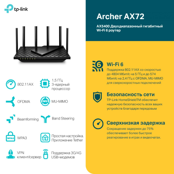 Маршрутизатор TP-Link Archer AX72 (арт. Archer AX72)