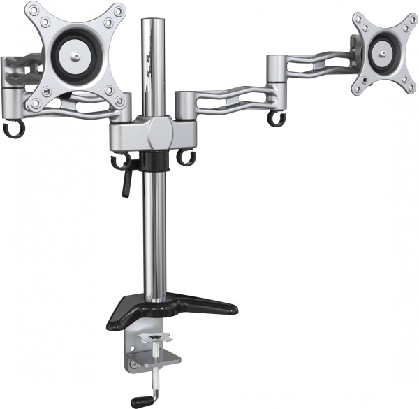 Кронштейн для двух мониторов Cactus черный 15″-27″ макс.8кг настольный поворот и наклон (арт. CS-VM-FE124D-BK)