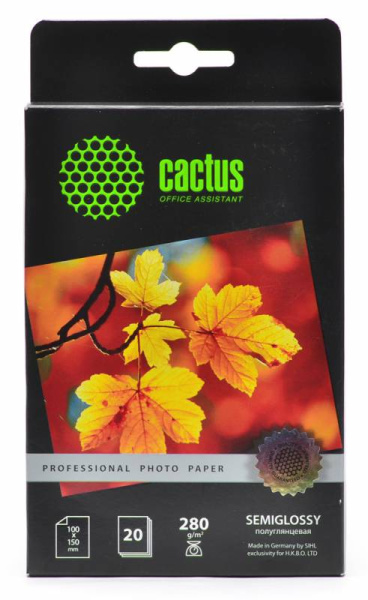 Фотобумага Cactus Prof CS-SGA628020 10x15/280г/м2/20л./белый полуглянцевое для струйной печати (арт. CS-SGA628020)