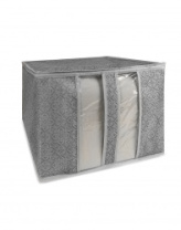 Кофр ГЕЛЕОС большой, для хранения одеял, пледов и подушек, «Грей» / Серый, 60х50х35 см (арт. ГРЕ-28)