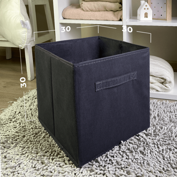 КОРОБ-кубик для хранения ГЕЛЕОС КУБ 33-2 (30х30х30 см) тёмно-серый (арт. КУБ33-2)