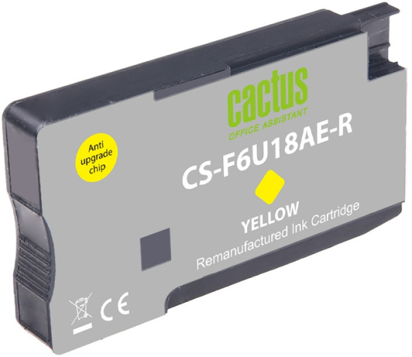 Струйный картридж Cactus (желтый, 24 мл.) (арт. CS-F6U18AE-R)