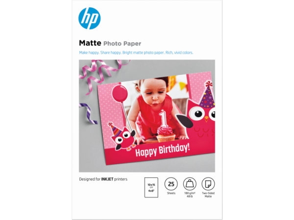 Матовая фотобумага HP Matte, 180 г/м2, 10x15 см (арт. 7HF70A)