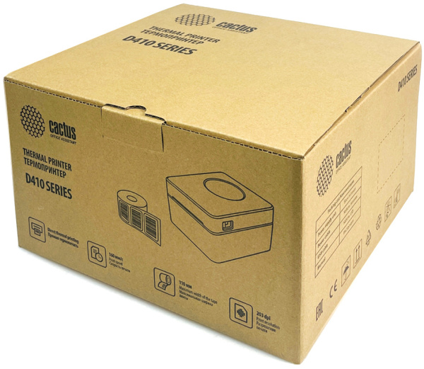 Термопринтер Cactus 203 dpi, 160 мм/с, USB (арт. CS-TP-D410U-W)