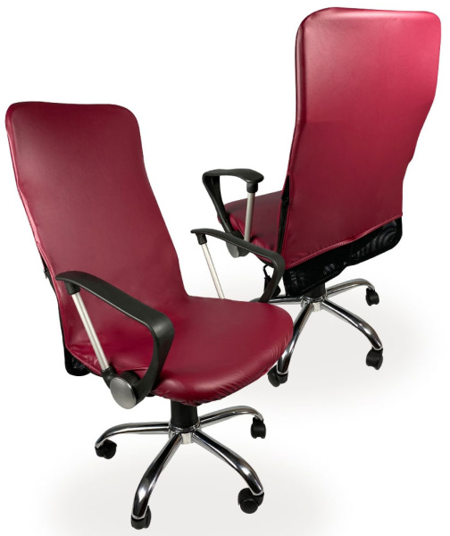 Чехол на компьютерное кресло ГЕЛЕОС 513М (размер М, кожа, темно-бордовый) (арт. ГЧ00513М)