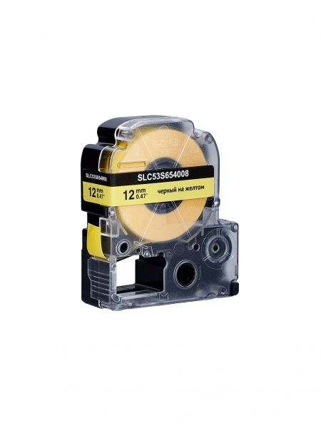 Кассета с лентой Sakura Printing C53S654008 для Epson, черный на желтом, 12мм/8м, пастельная (арт. SLC53S654008)