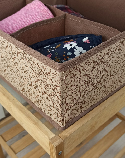 Органайзер ГЕЛЕОС для хранения белья, «Миндаль» / Бежевый, 28х28х13 см (арт. МНД_12)