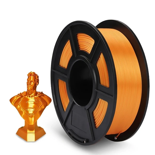 Филамент NVPRINT Silk PLA+ оранжевый для 3D печати, диаметр 1.75мм, длина 330 метров, масса 1 кг.