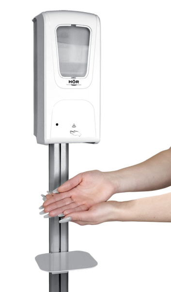 Бесконтактный дезинфектор для рук на стойке HOR DE-006A на стойке и адаптером питания (арт. HOR-DE-006A-AC-DC+stand)
