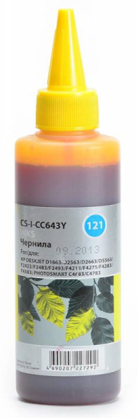 Чернила Cactus желтый 100мл для HP (арт. CS-I-CC643Y)