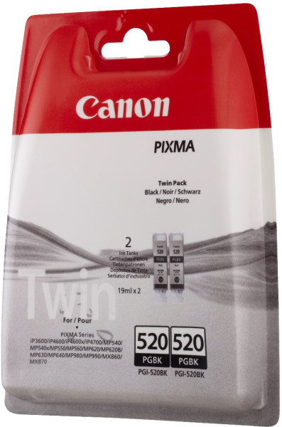 Набор картриджей Canon PGI-520 BK (чёрный, 2 картриджа, 19 мл.) (арт. 2932B012)