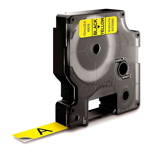Картридж с лентой DYMO черный на желтой ленте (12 мм х 7 м) (арт. S0720580)